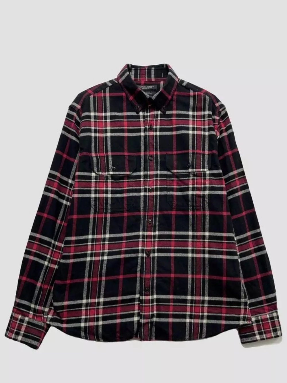 Banana Republic Black and Pink Plaid Button-Up Shirt